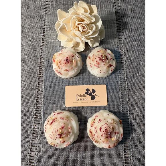 Exfolia Essence 6 Handcrafted Wax Aroma Rose Shaped Melts made with Soy or Bees - Picture 6 of 6